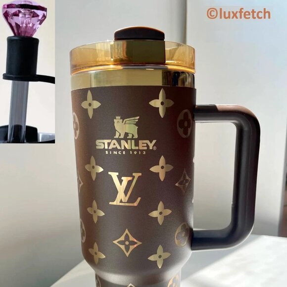 New Chocolate Brown Stanley LV Tumbler w/ Purple Bonus Gem & Boot Sleeve - Picture 1 of 7